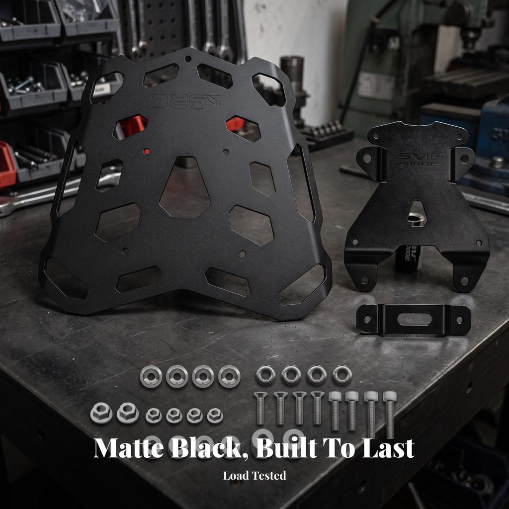 Rear Luggage Rack with Mounting Bracket Matte Black Cargo Carrier Plate