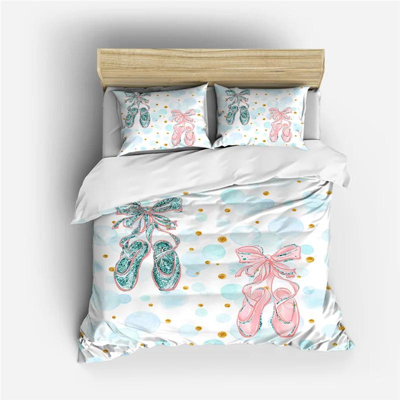 Kreskówkowy Zestaw Poszwy na Kołdrę Tancerka Baletowa Styl Księżniczki Rozmiar Twin Zestaw Pościeli Dzieci Dziewczynka Nordiczny Pokrowiec na Łóżko 150 90 Queen King