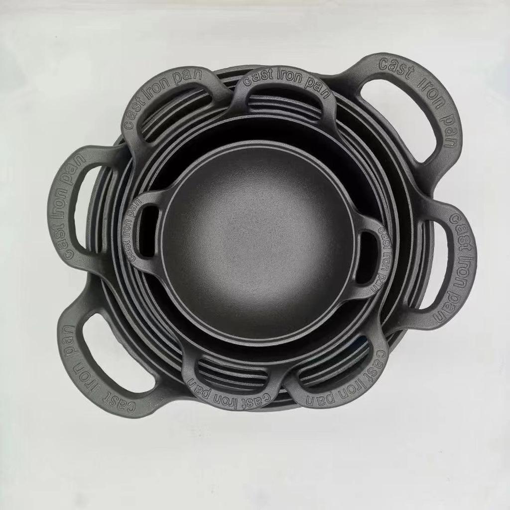 Cast Iron Yuanbao Pot: Non-stick Dual Ear Frying Pan, Stew Pot & Small Steel Cannon for Gas & Induction Cookers.