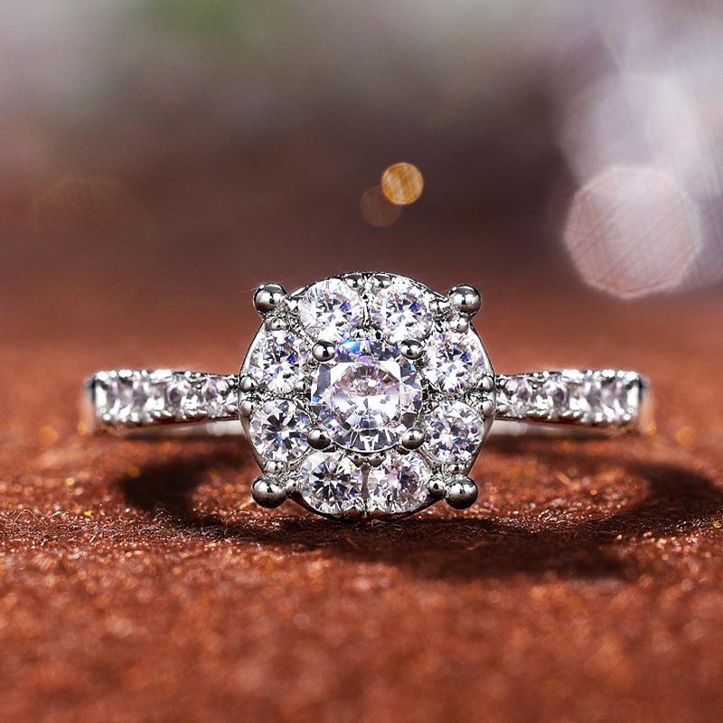 Europe, America 2021 Engagement Jewelry, Four-clawed Zircon Fashion Simple Women's Proposal Ring, Wedding Jewelry Women