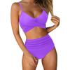 Two Piece Swimsuit High Waist Bikini Set Women Cross Front Top Adjustable Straps Swimwear Bathing Suit Beachwear