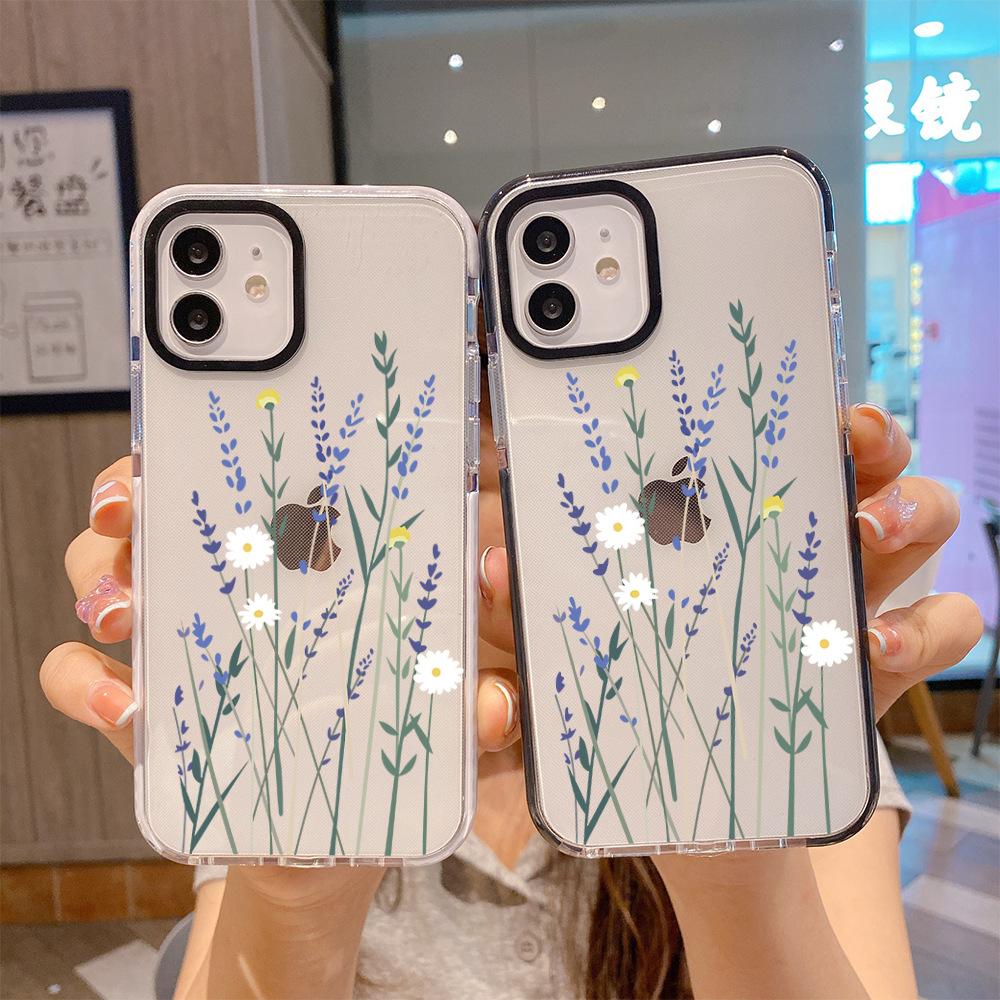 Simple Lavender Mobile Phone Case iPhone15 Summer New Transparent Case Apple 17 Anti-drop Protective Case 16 Girls