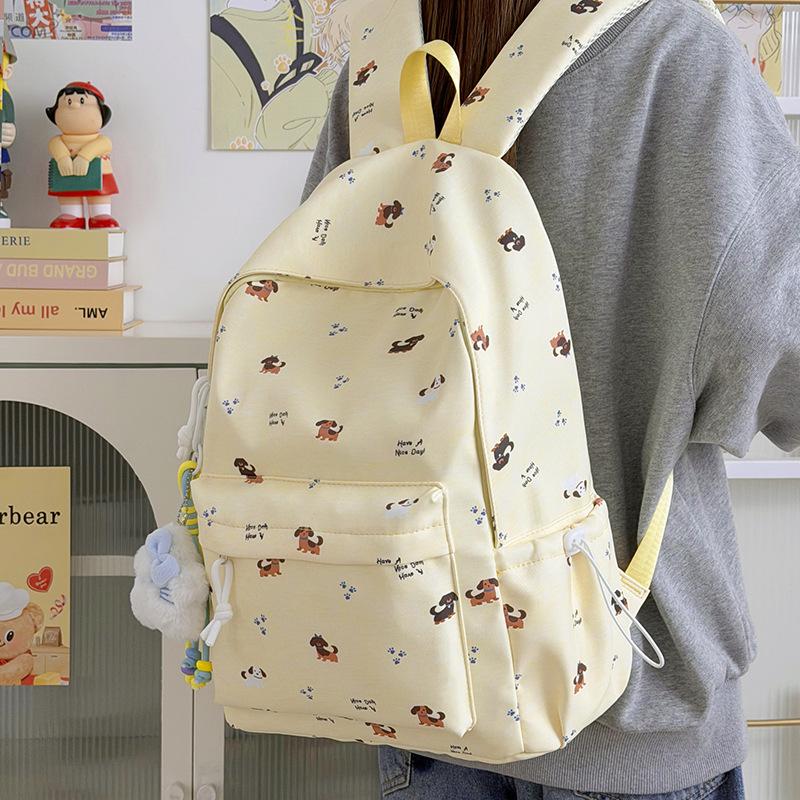 Schoolbag cute puppy schoolbag girls junior high school backpack high value ins style niche backpack casual versatile
