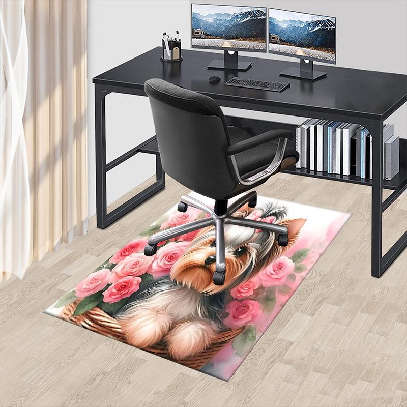 1PC Yorkie Roses Carpet Ultra Soft, Thick & Absorbent, Non Slip Machine Washable Mat for Entryway