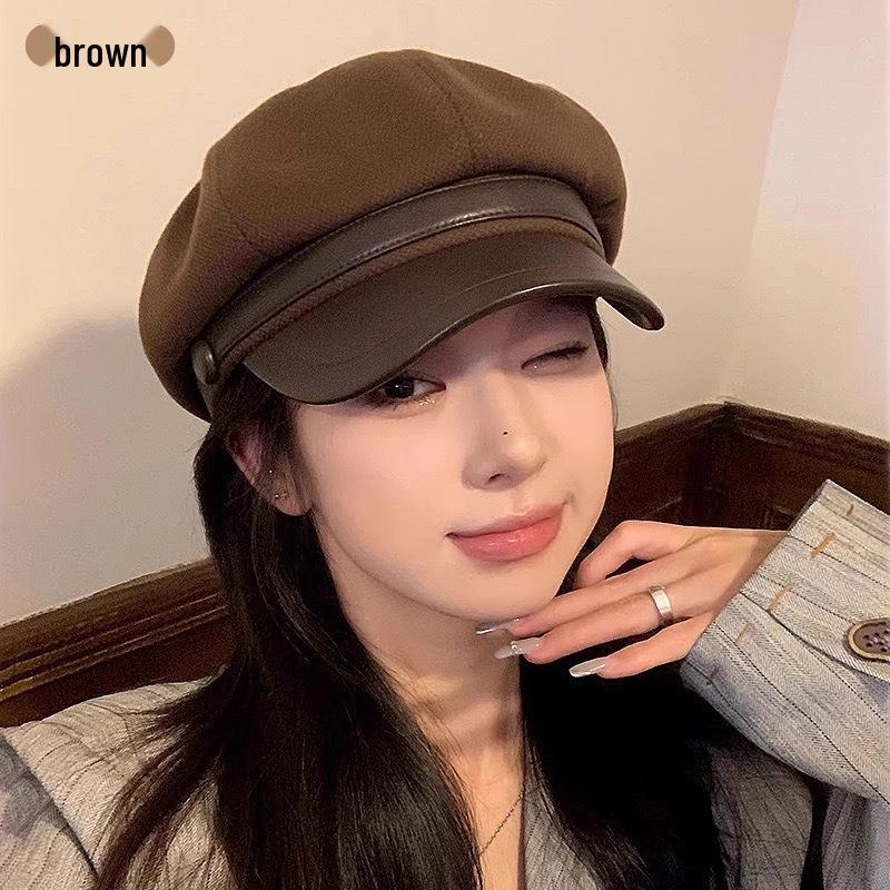 Korean Style Women's Autumn/Winter Beret: Face-Slimming Retro Newsboy Cap.