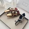 Fashion Summer 2025 Fashion Metal Buckle Sandals Women's High Heel Slip-On Open Toe Platform Sandals Rubber Sole Polyurethane Material