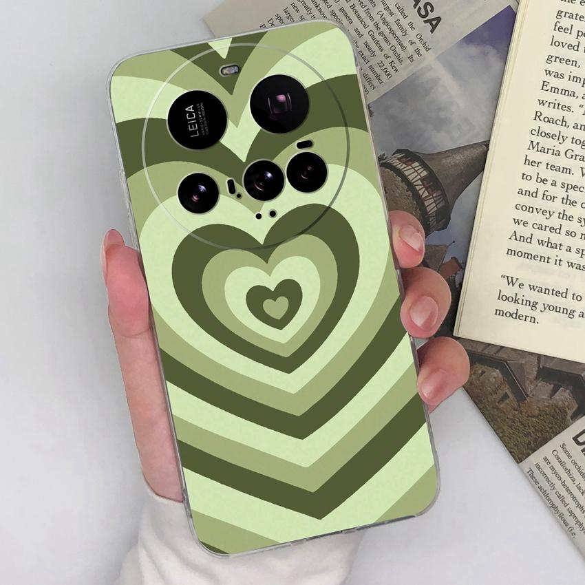 For Xiaomi 15 Ultra 15T Mi 10 11 12 Lucky Brown Love Heart Cellphone Cases Screen Protector Transparent Silicone Scratchproof Shell For Xiaomi Housing