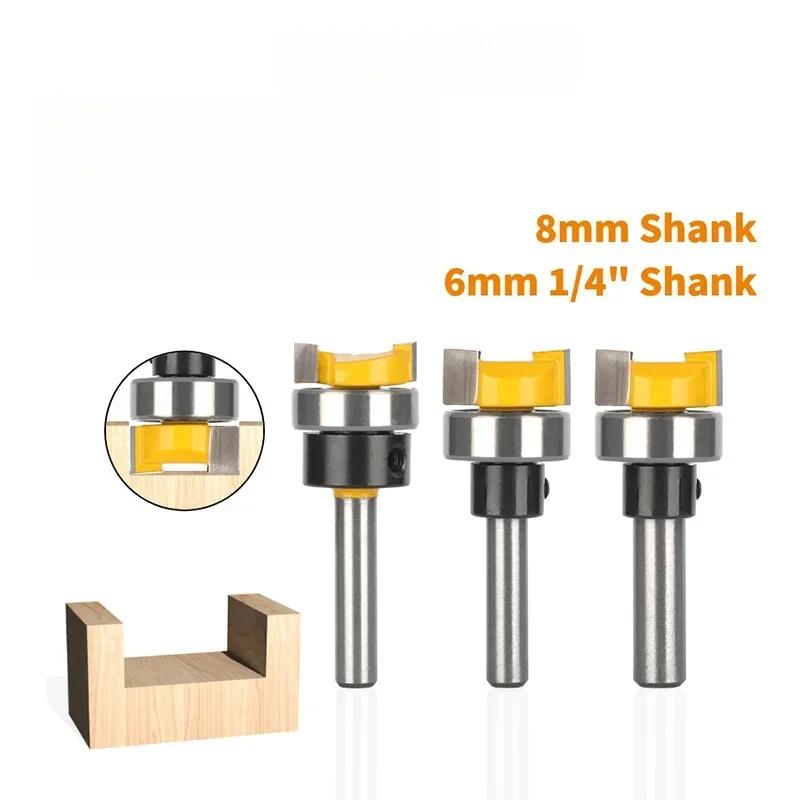 Face Mill Carbide Router Bits - 6MM/6.35MM/8MM/D19.05MM Sizes Woodworking Milling Cutters End Mill for Wood Cutting & Shaping