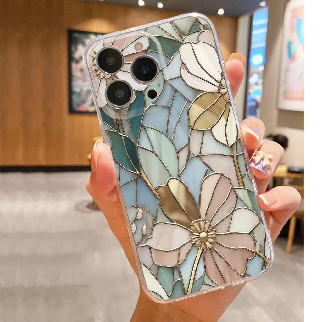 Drop-proof Glass Flower Case for iPhone 14/15/16/17 Pro Max Series
