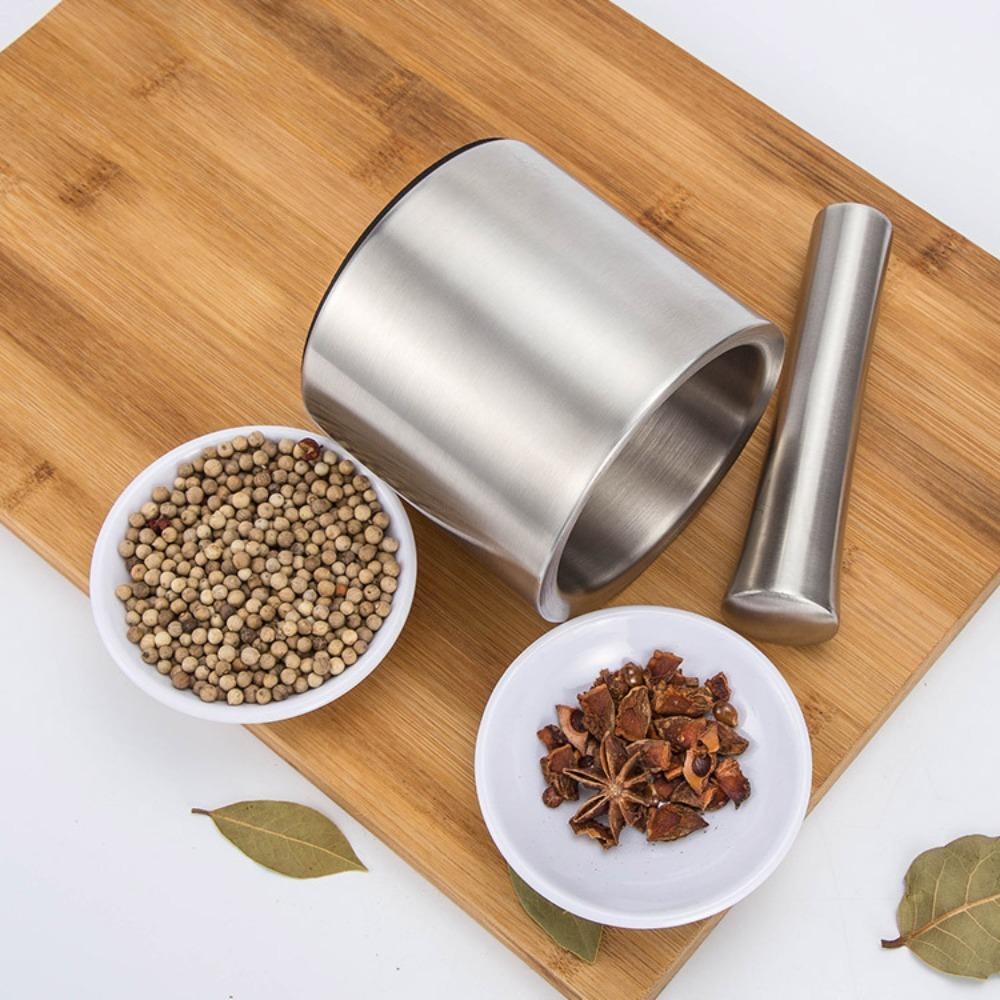 Rust Proof Mortar and Pestle Set Manual Garlic Mashing Jar Herbs Grinding Bowl  Lemon