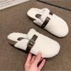 Cotton Slippers Women Winter Soft Bottom Fluffy Fashion Slippers Women's New Outer Wear Warm Bag Head Half Slipper Women Shoes