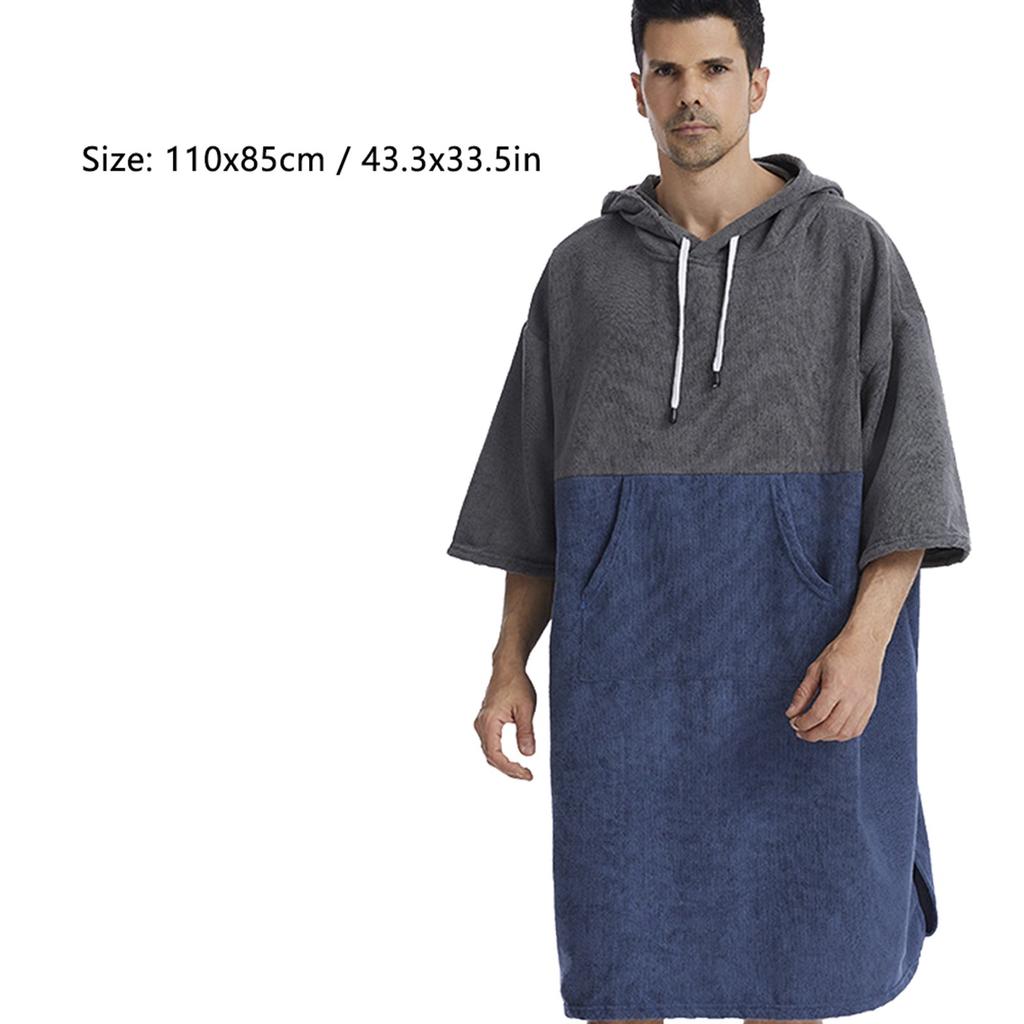 Quick Dry Bath Towels Pool Changing Robe Quick Dry Poncho Surfing Diving Hooded Towel Beach Cloak Windproof and Warm