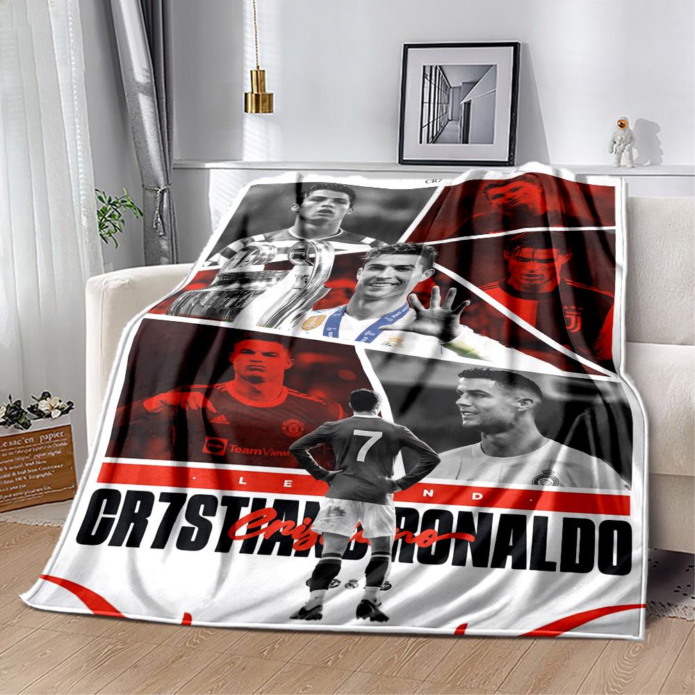 Ronaldo Cr7 Football Legend Blanket Warmthful Decor Perfect for Office Bedding Seaside All-Season Use Modern Ideal Gift For Birthday Valentine'S Day