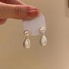 925 Silver Needle Pearl Metal Brushed Water Drop Fringed Earrings Explosive Temperament Stud Earrings