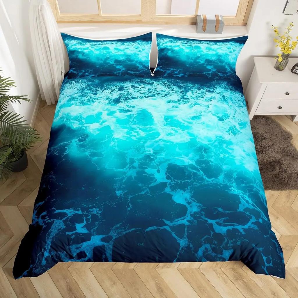 3D Strand Meer Bettwäscheset Freier Wind Bettbezug Kissenbezug Zuhause King Size Schlafzimmerdeko Jungen Mädchen Bettdecken-Sets Geschenke