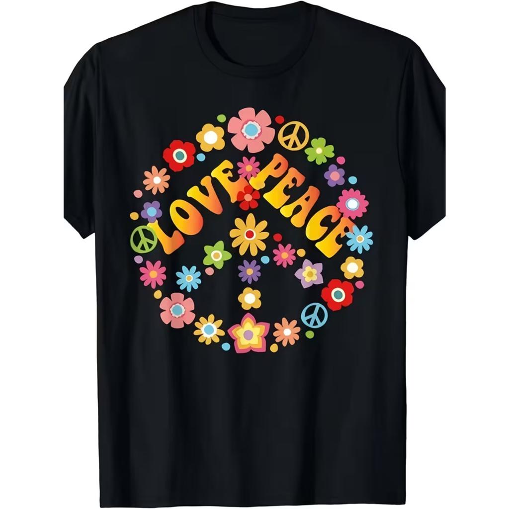 Peace Sign Love T-Shirt – 60s 70s Hippie Vintage Style Retro Graphic Tee