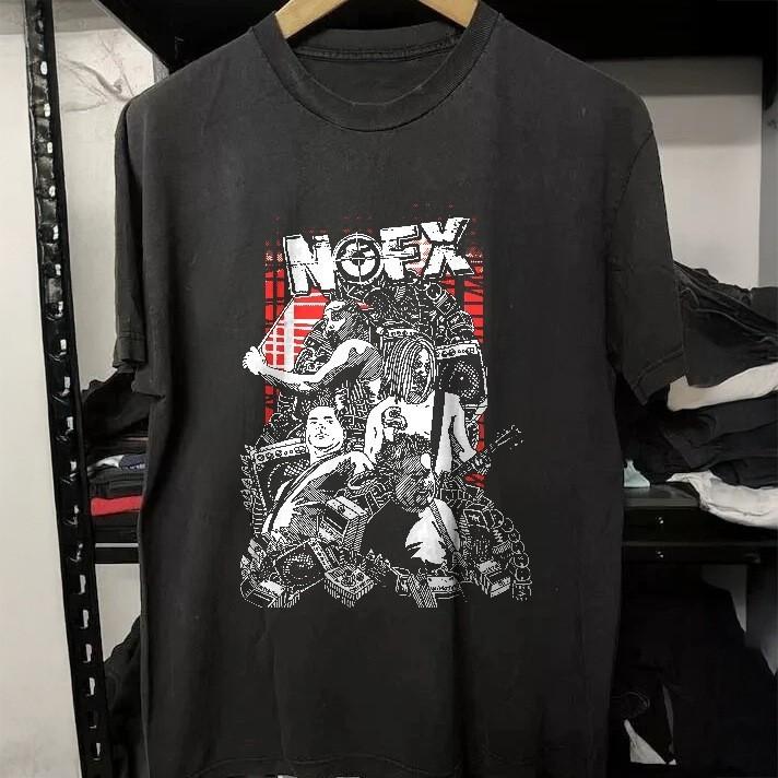 HOT! NOFX Band Performance Black Heavy Cotton T-Shirt M