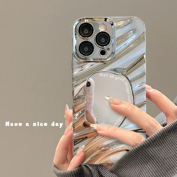 Applicable Huawei mate60pro mobile phone case Honor 90/80 electroplated silver wave pleated mirror nova11 advanced
