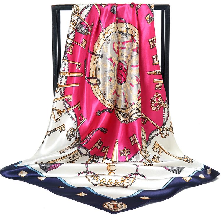 Eleganter Satin-Seidendruck-Schal für Damen - Vielseitiges Frühlings-/Herbst-Nacken- und Kopfaccessoire mit Sonnenschutz