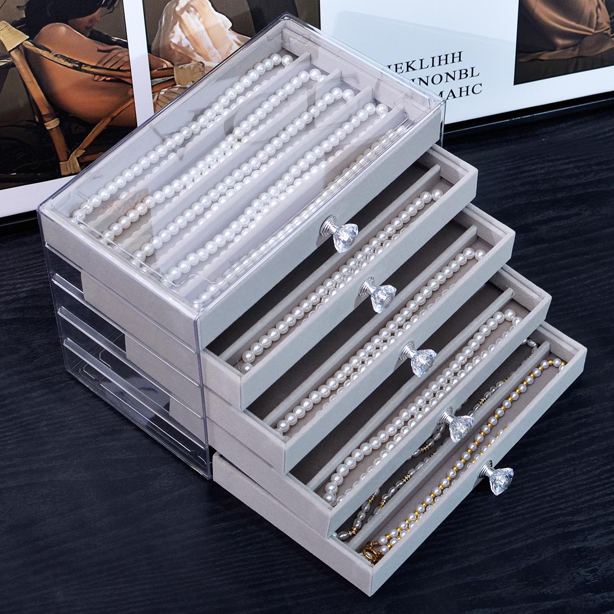 

5-слойная прозрачная ПЭТ-шкатулка с бархатной подкладкой для браслетов, колец, сережек и ожерелий