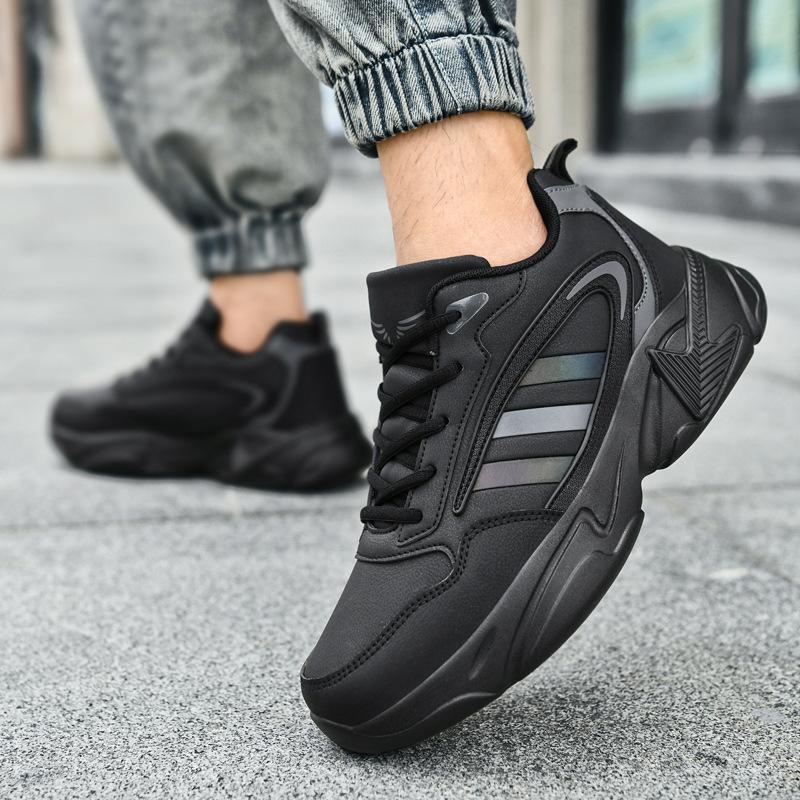 

Running shoes casual shoes men s new men s shoes sports leather surface 2025 spring and autumn velvet large size autumn and winter wear-resistant and 45 черный серый