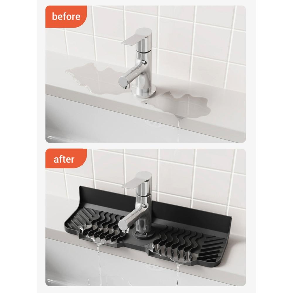 Grey Black Draining Drying Tray Silicone Sink Protector Draining Mat  Home Supply
