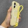 For Magsafe Candy Contrast Lanyard Magneti Case for iPhone 17 16 15 Pro Max 14 Plus 11 12 13 17 Air Hand Wrist Strap Matte Cover