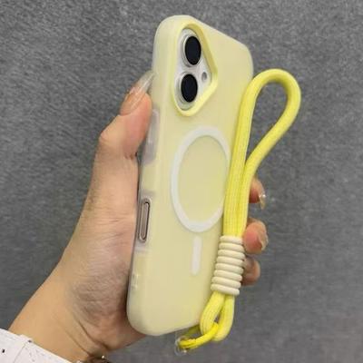 Pour Magsafe Lanière Contraste Bonbon Étui Magnétique pour iPhone 17 16 15 Pro Max 14 Plus 11 12 13 17 Air Dragonne pour Main/Poignet Housse Mate