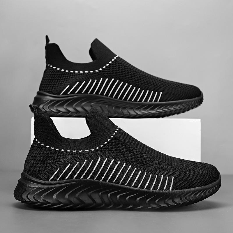 New mesh shoes fly-woven breathable sneakers, lazy shoes, shoes large size casual shoes
