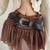Retro PU Leather Belt Versatile Western Cowboy Belt Y2k Jeans Belt  Unisex
