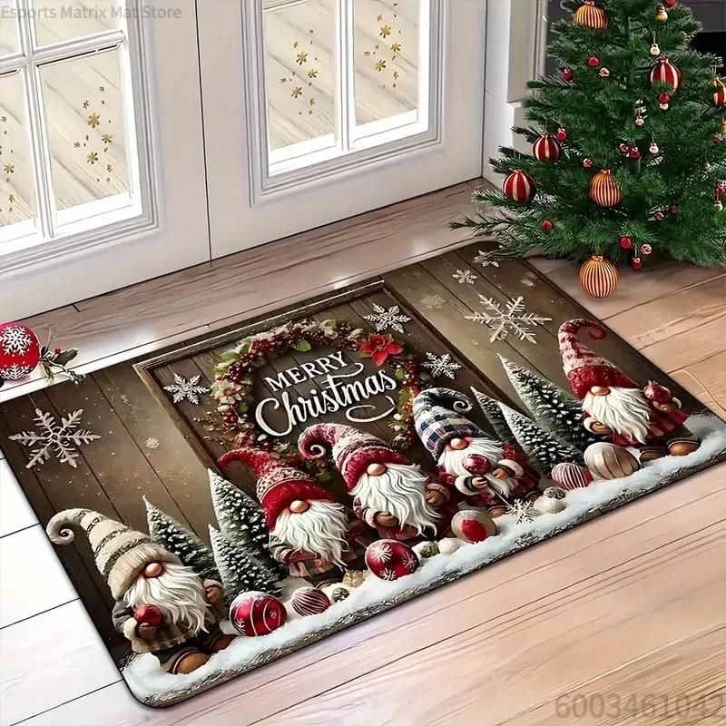 1pc Three Santa Claus Doormats Festive Floor Mat Living Room Rug for Bedroom Welcome Mat Outdoor Rug Christmas Rug