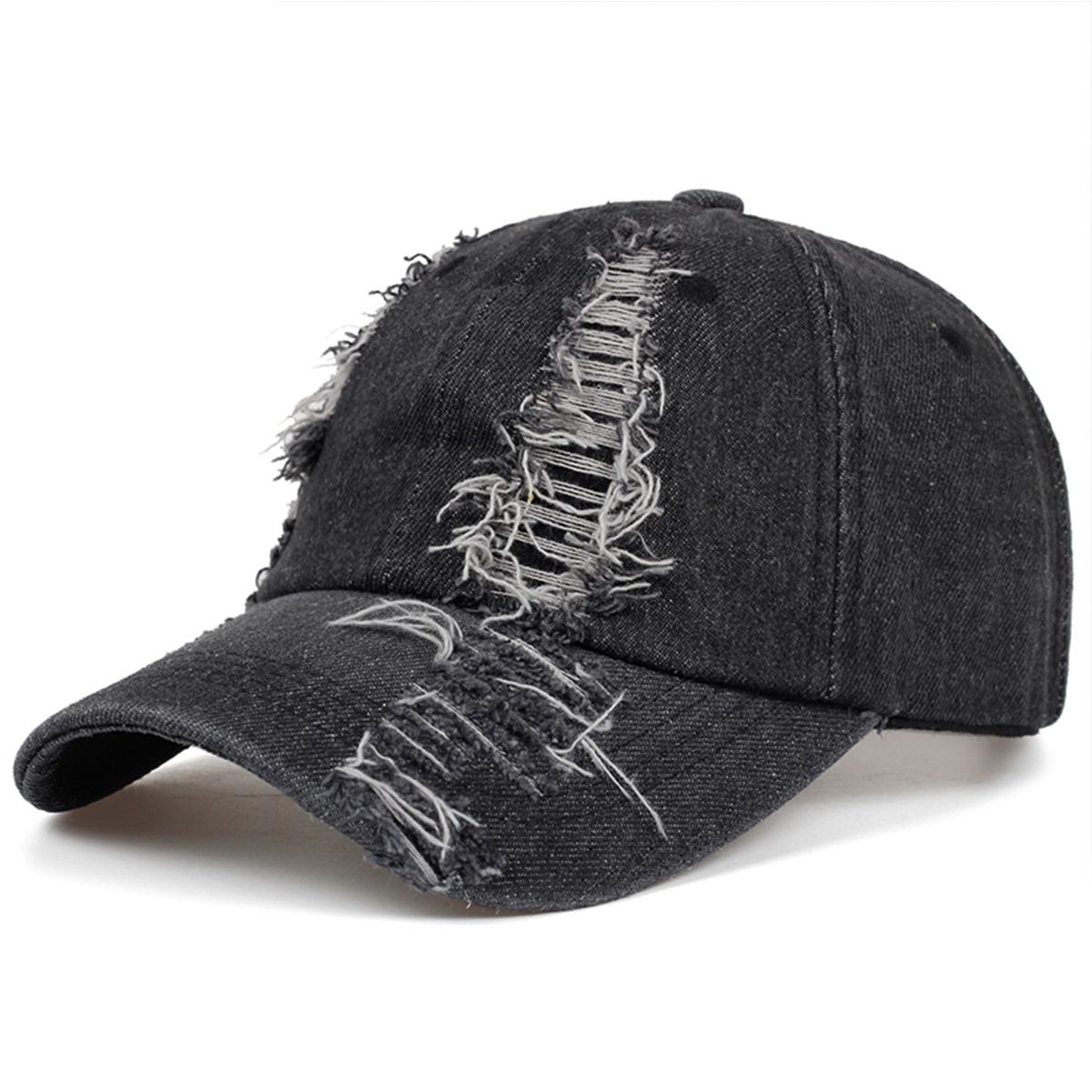 

New perforated men s and women s washed old denim duckbill hats for couples in spring and autumn fashion retro baseball caps Adjustable