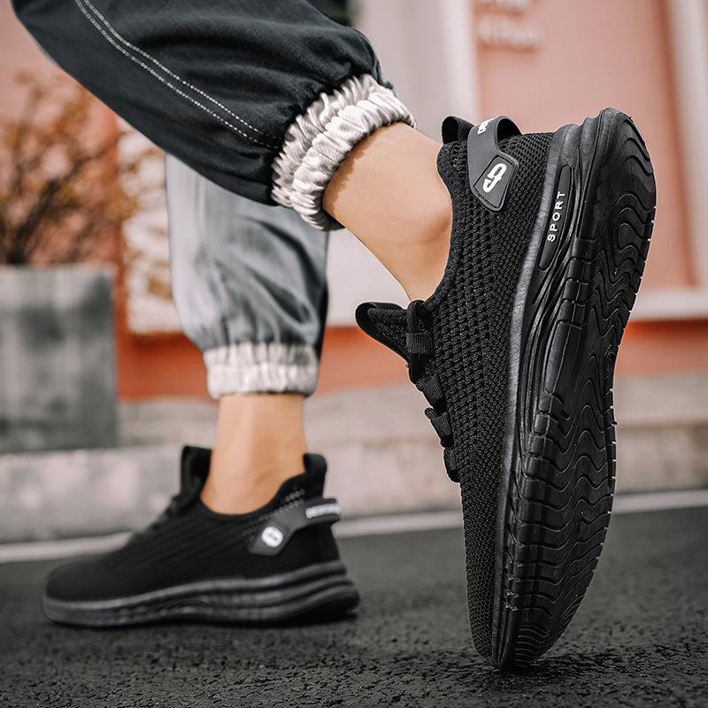 

Летняя дышащая и устойчивая к запаху сетка с тканой сеткой для бега, легкая спортивная обувь на мягкой подошве для бега 41 чёрный