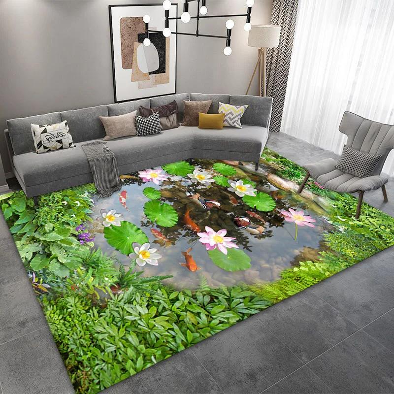Peacock 3D Printing Carpet Living Room Coffee Table Floor Mat Bedroom Bedside Mats Corridor Anti-slip Decorative Rug Floor Mat