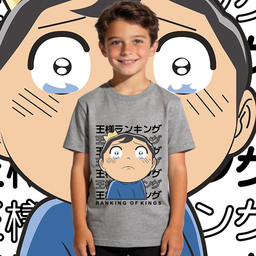 Boys Girls Ousama Ranking Bojji Anime Print Tee 100 Percent Cotton T Shirt Kids Casual Summer Short Sleeve Shirt