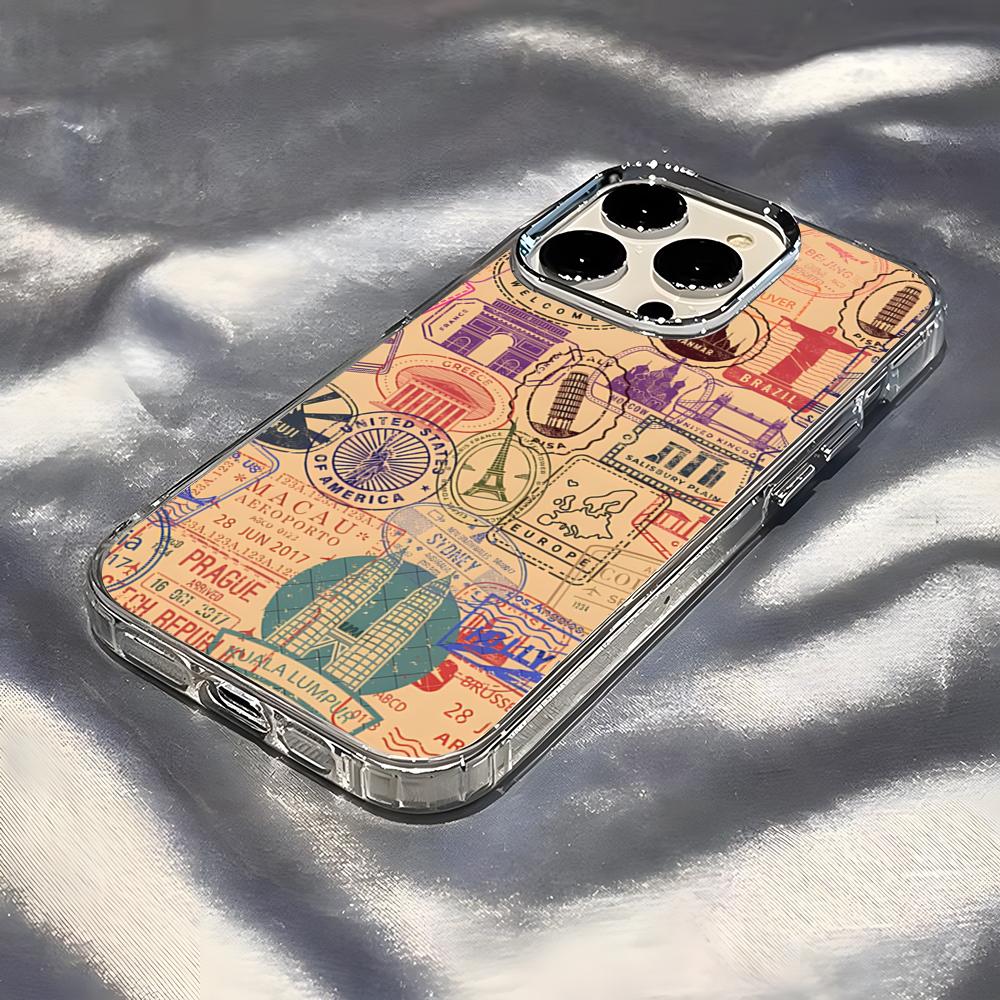 Latest Retro Stamp Creative Designs Phone Case For IPhone 17 Pro Max 16 15 14 Pro Max IPhone 13 Pro Max 11 Plus Transparent Cove