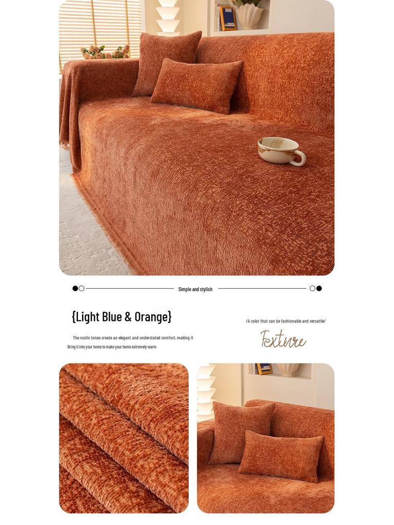 Moderne rutschfeste Chenille-Sofaüberwurfdecke: Einfacher, kratzfester Kissenbezug