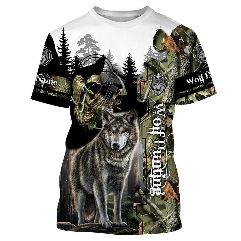 Personalized Name Wolf / Deer Hunting 3D All Over Printed Men's Fashion t shirt Summer Unisex Casual short sleeve T-shirt TX299