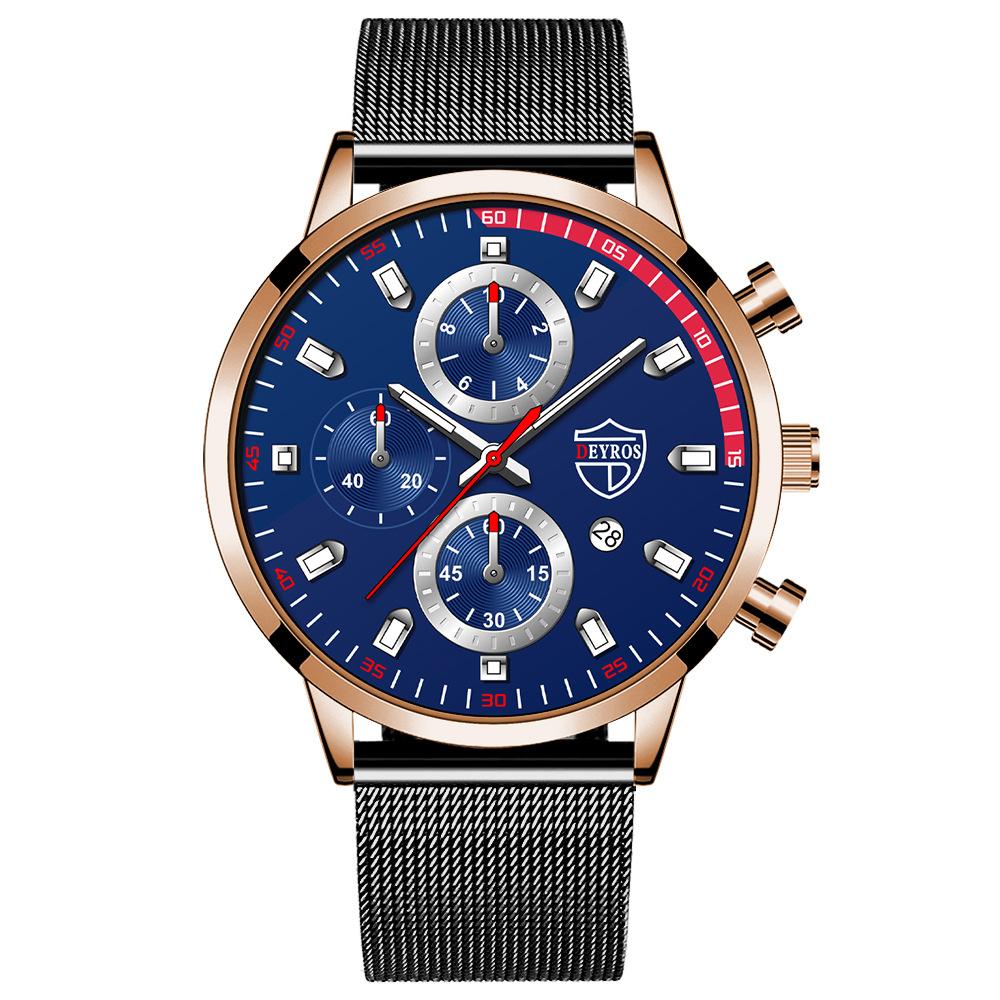 Milan Mesh Belt Watch Men'S Automatic Quartz Calendar Luminous Watch