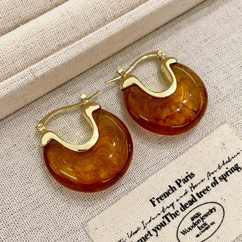 Natural tiger's eye stone series stud earrings for women Maillard exquisite retro earrings niche light luxury high-end temperament earrings