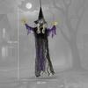 183cm Halloween Decoration Hanging Halloween Witch with LED Lights, Sound Function, Adjustable Arms, Mouth
