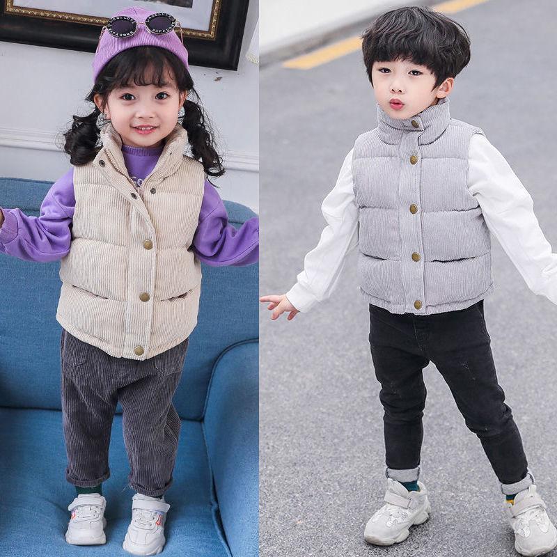 Kinder verdickte Cord-Daunenweste - Warme ärmellose Jacke für Jungen & Mädchen