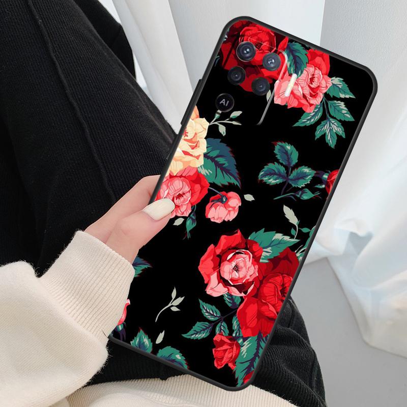 Beautiful Garden Red Roses Flowers Case For Oppo A18 A38 A58 A78 A98 A80 A60 A40 A96 A76 A16 A94 A74 A54 A15 A17 A57 A77 A5 Pro