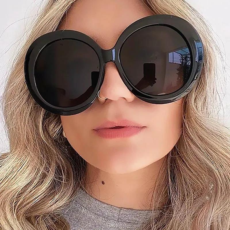 Unisex Big Round Sunglasses Women New Fashion Retro Oversized Sun Glasses Vintage Gradient Black Shades Luxury Eyewear