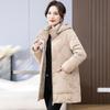 Womens Winter  Casual Hooded Jacket Cotton-Padded Coat  Puffer Jacket Mid-Length Warm Down Cotton Parkas Coat Mom Outwear
