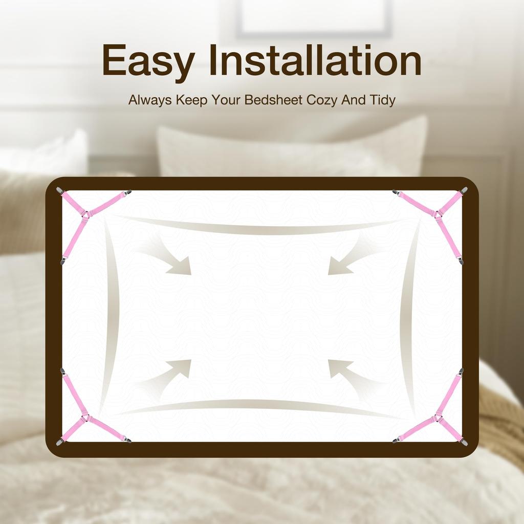 4Pcs/Set Adjustable Bed Sheet Grippers Belt Fastener Bed Sheet Clips Mattress Cover Blankets Quilt Holder Organize Gadgets