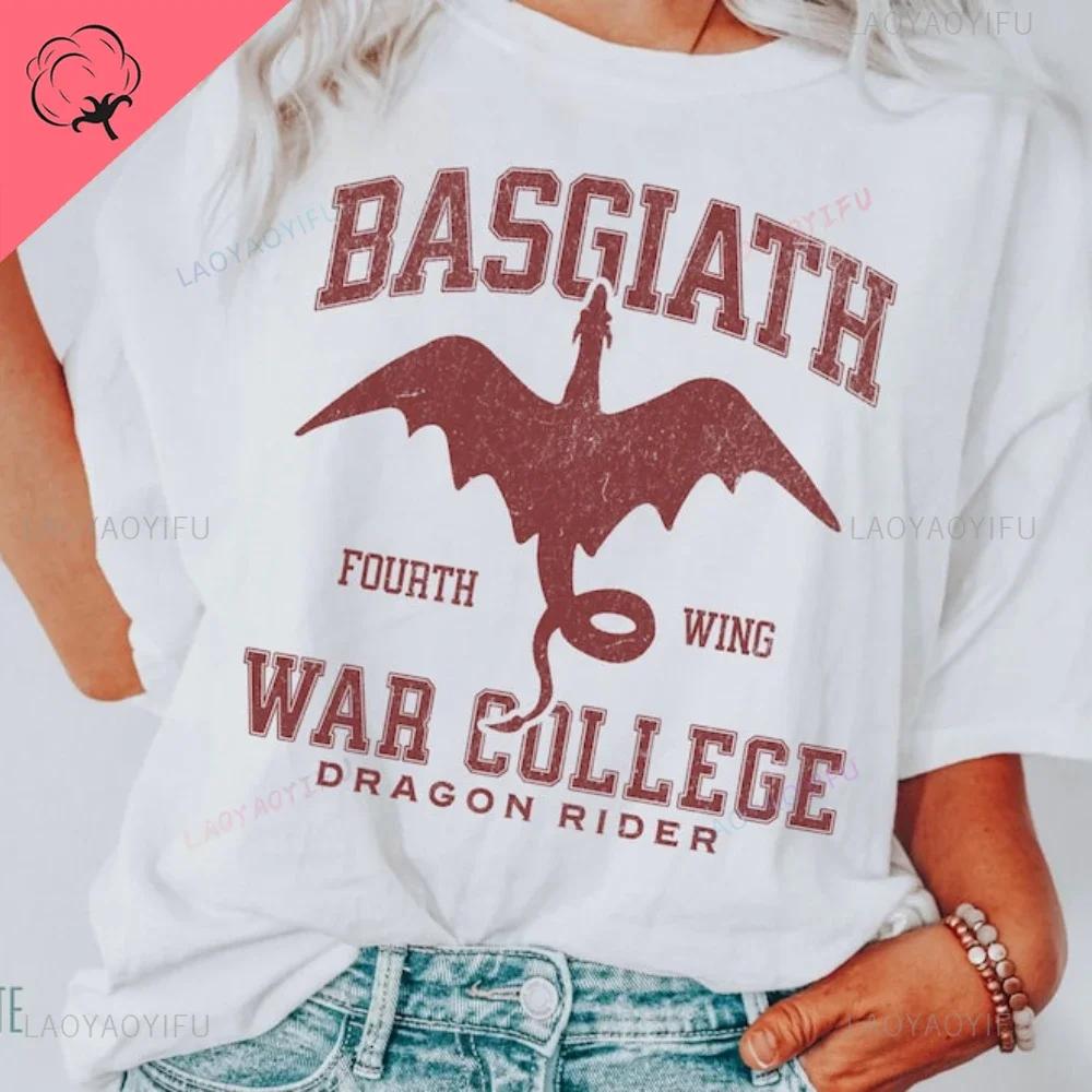 

Fourth Wing Shirt Basgiath War College cotton Shirt Iron Flame Fantasy Reader Bookish Merch Rebecca aesthetic Clothes Women Tee 4XL