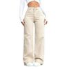 Plus Size Light Blue Denim Jeans Women High Waist Straight Leg Loose Fit Casual Trousers