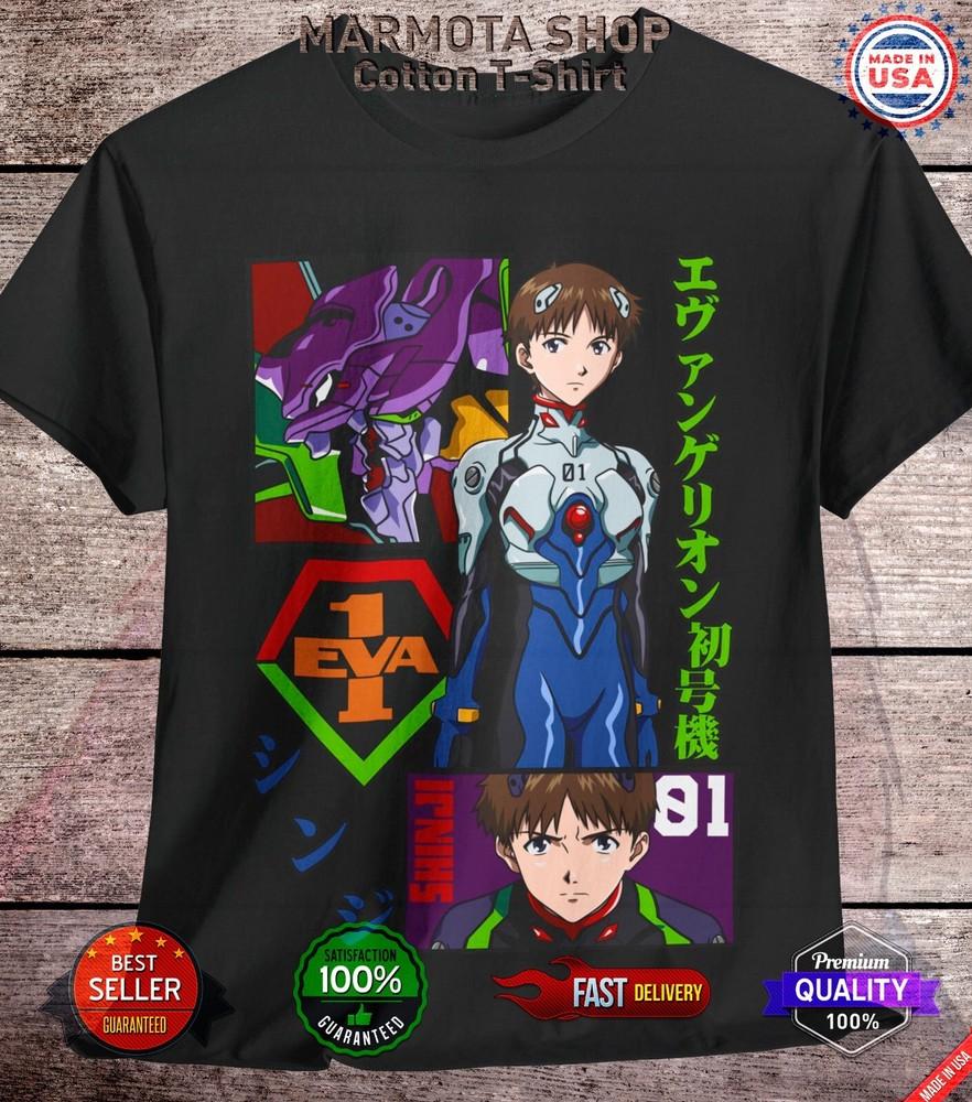 

Shinji Ikari Shirt Evangelio Anime Tee T-Shirt Asuka Rei Unisex eva 01 All Sizes XL