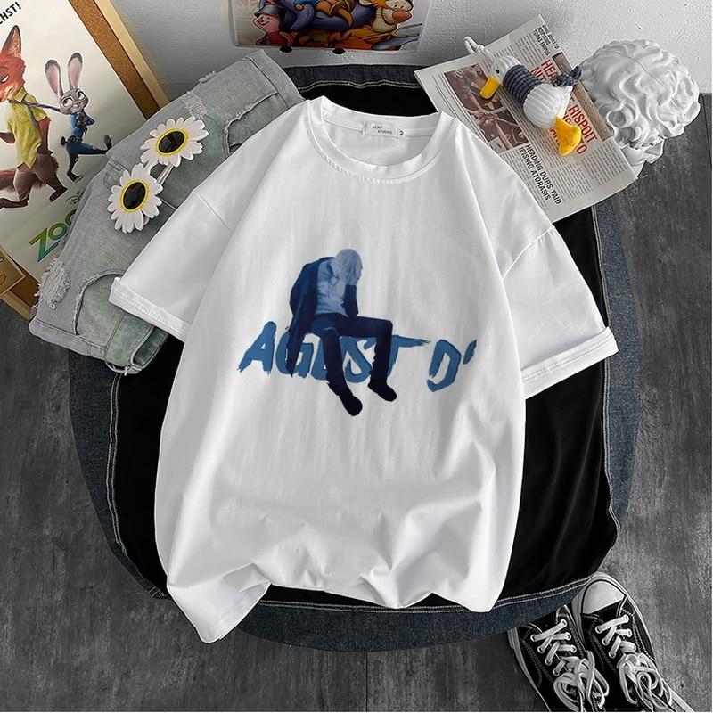 

Agust D Письмо Печатные футболка D-2 Альбом женщин футболка Новая корейская версия KPOP Yongi Рубашка Хип-хоп Молодежная одежда Топ Лето